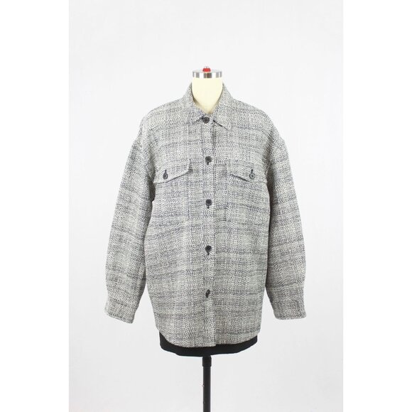 Aritzia BABATON Joan Black Cotton Linen Tweed Oversized Shirt Jacket, Size 2/M - Picture 1 of 16